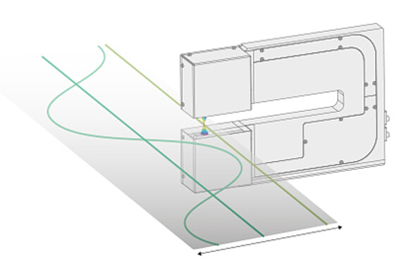 Technical drawing of thickness measuring system