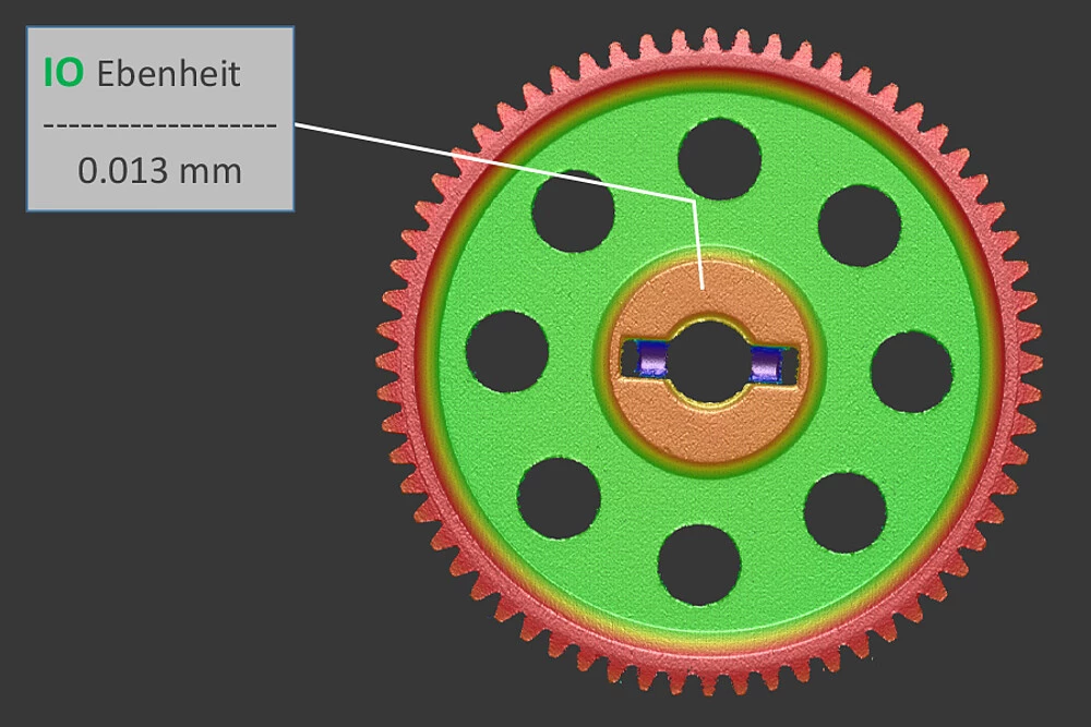 Flatness measurement of the flange of a gear wheel